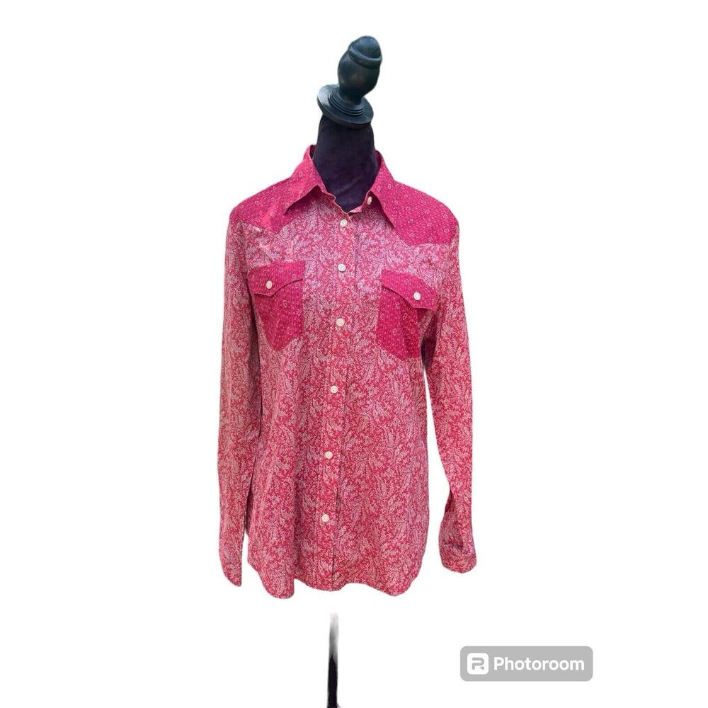 Vintage Ralph Lauren Western Red Button Shirt Top Size L